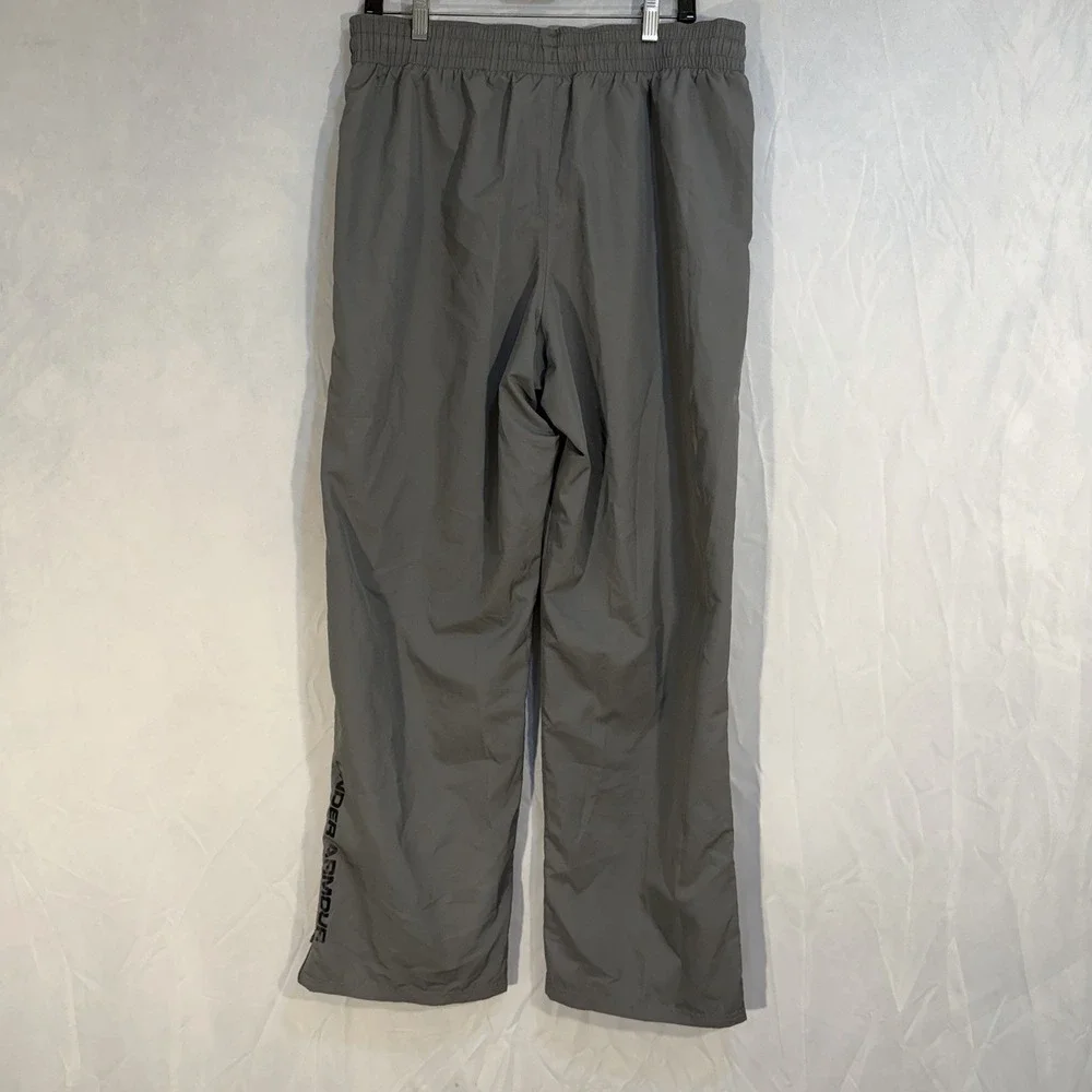 Under Armour Mesh Lined Pants Gray Men's L‎ Zip Ankles Drawstring Athletic Pants